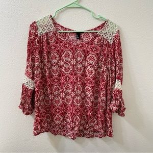 Forever 21 floral blouse red medium